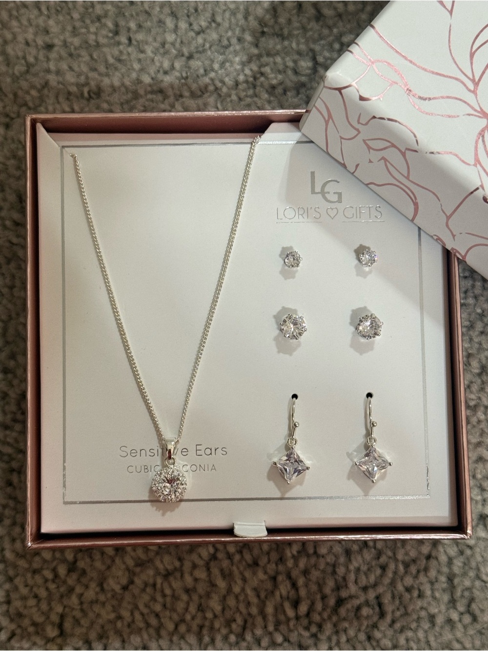 Silver Cubic Zirconia Earring Set - White